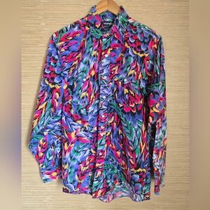 Vintage Wrangler Cowboy Cut Shirt Sz 16.5 L Western Colorful Long Sleeve